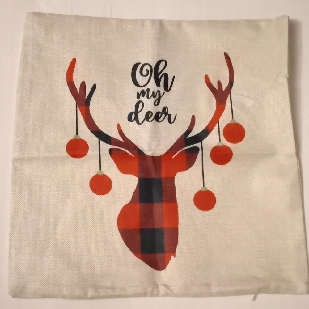 Holiday Pillow Covers 18x18 inch, printed front solid cream back.  NWOT